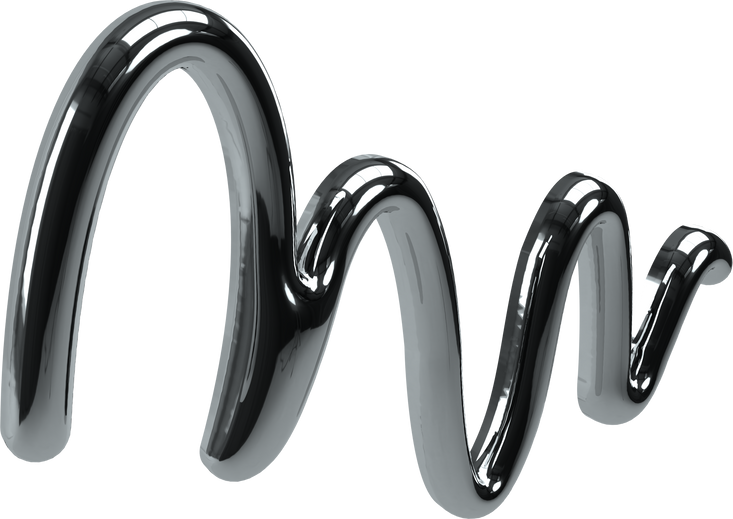 3D Silver Chrome Shape Simple Squiggle Blob